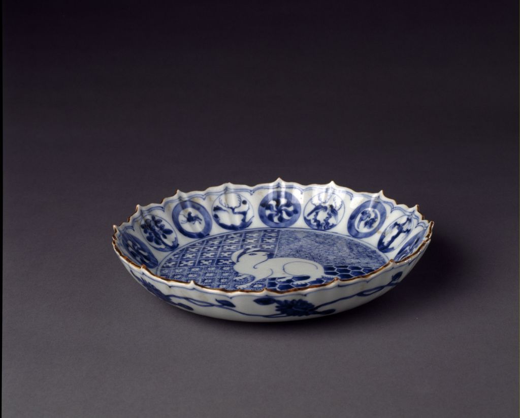 图片[2]-Tianqi imitation blue and white rabbit pattern mouth plate-China Archive